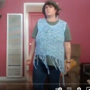 Trees Naturals Blue Sweater Vest with Fringe
